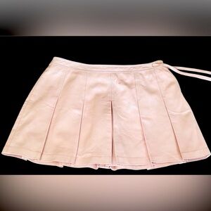 Margaret Godfrey Elegant Light Pink Leather Pleated Tennis Skirt